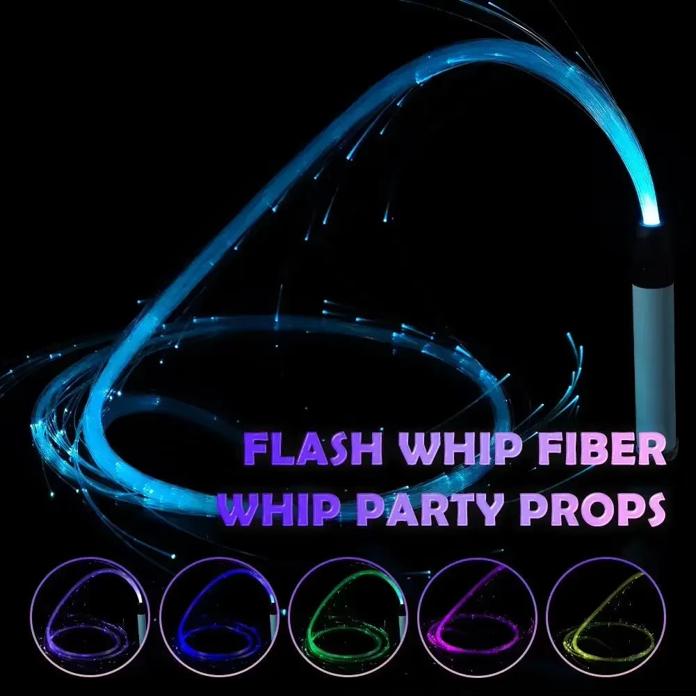 LED RGB Fiber Optic Whip 7Color Change Super Bright Optical Hand Rope Light Pixel Whip Dance Party Lighting Show for Festival
