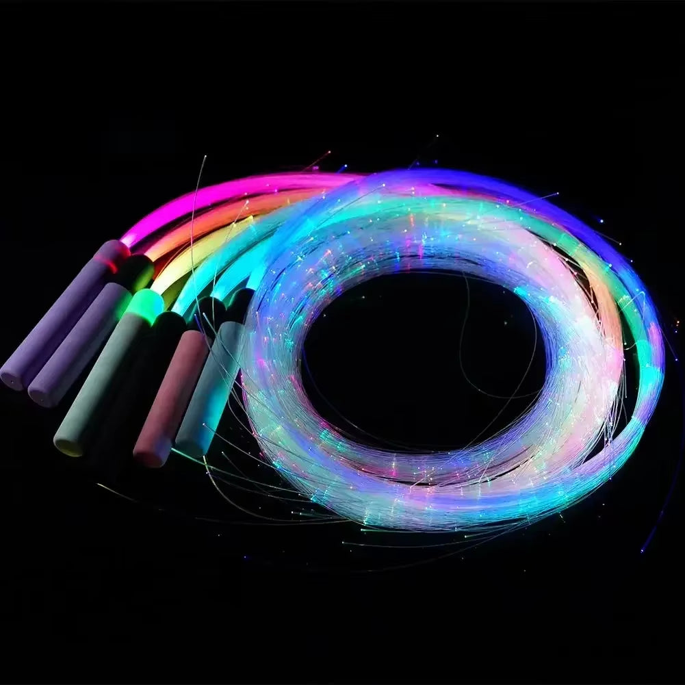 LED RGB Fiber Optic Whip 7Color Change Super Bright Optical Hand Rope Light Pixel Whip Dance Party Lighting Show for Festival