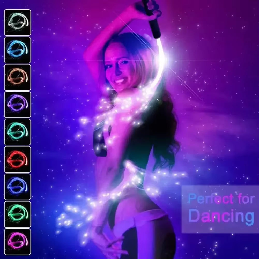 LED RGB Fiber Optic Whip 7Color Change Super Bright Optical Hand Rope Light Pixel Whip Dance Party Lighting Show for Festival