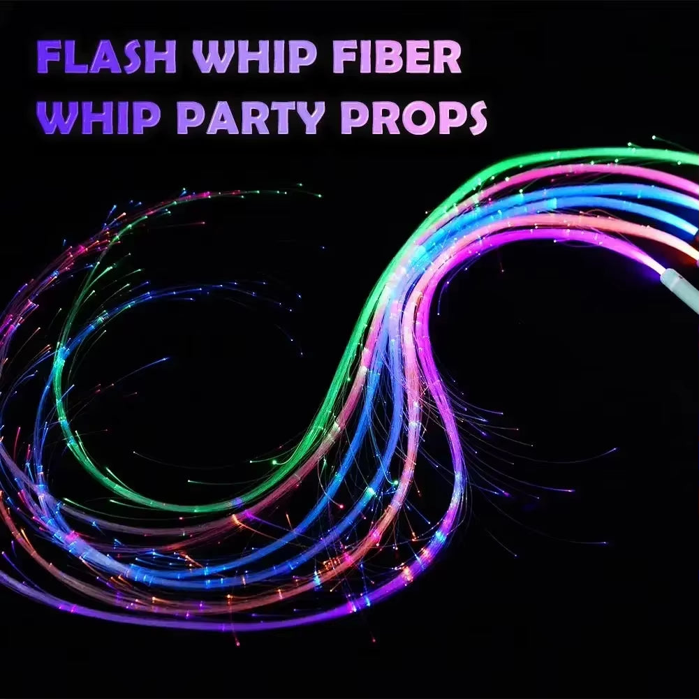 LED RGB Fiber Optic Whip 7Color Change Super Bright Optical Hand Rope Light Pixel Whip Dance Party Lighting Show for Festival