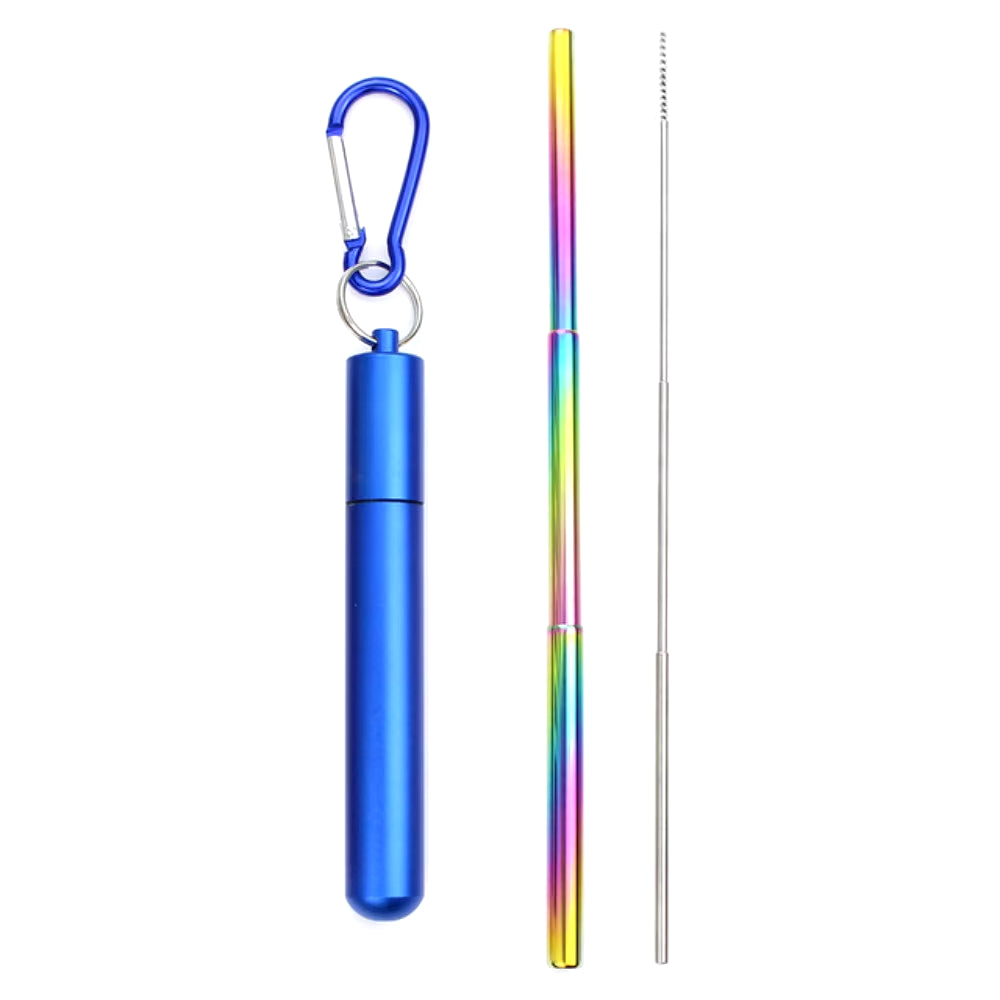 Reusable Telescopic Straw 304 Stainless Steel Metal Straw with Cleaning Brush Portable Drinking Straw Set for Travel with Case