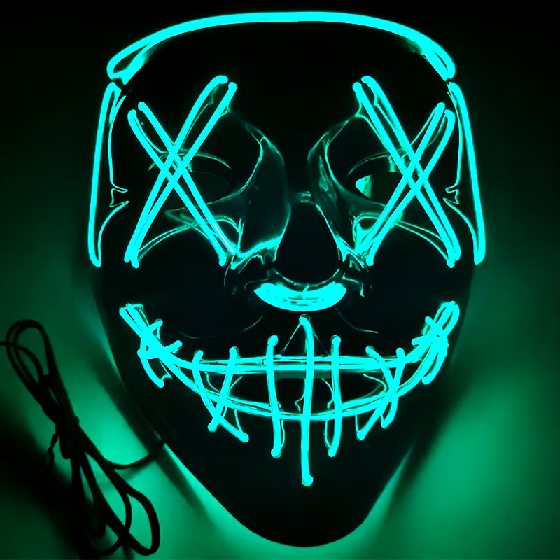 2024 Hot Sale Halloween Glowing Party Mask Black Words Halloween Led Masks