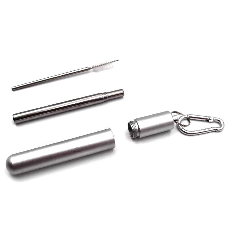 Reusable Telescopic Straw 304 Stainless Steel Metal Straw with Cleaning Brush Portable Drinking Straw Set for Travel with Case