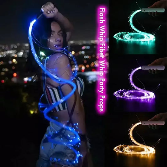 LED RGB Fiber Optic Whip 7Color Change Super Bright Optical Hand Rope Light Pixel Whip Dance Party Lighting Show for Festival