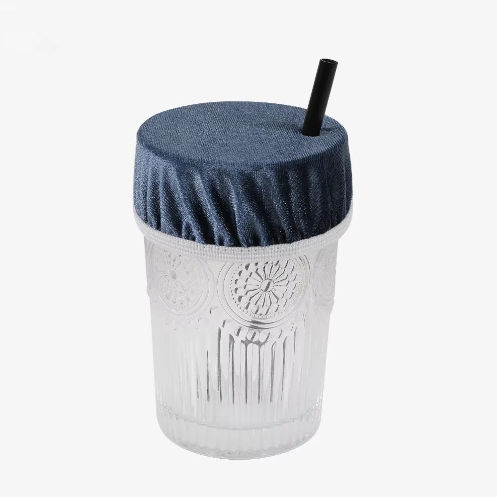 Universal Drink Cover Scrunchie Drink Protector for Women with Straw Hole Washable Elastic Cup Cover Lid Bottle Supply
