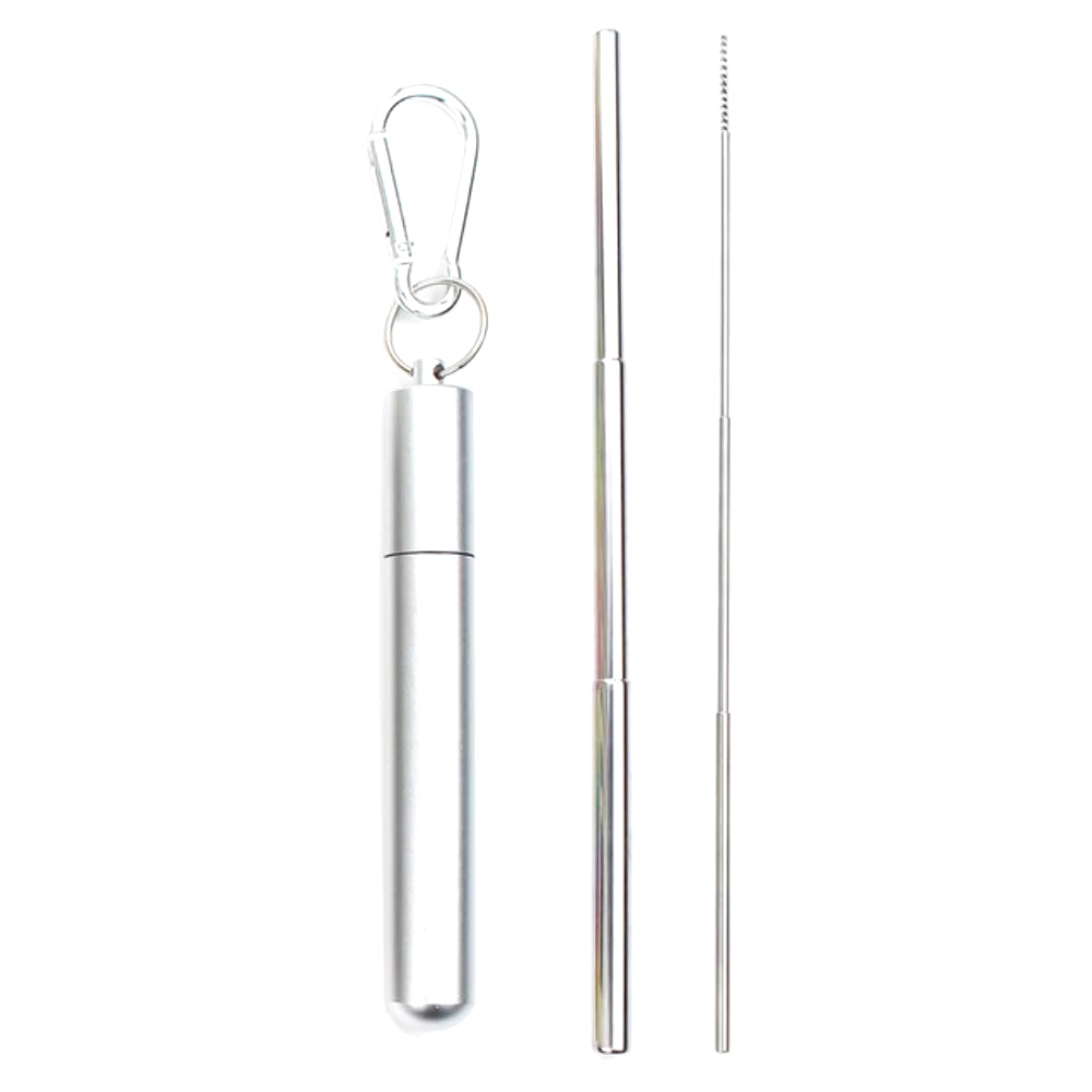 Reusable Telescopic Straw 304 Stainless Steel Metal Straw with Cleaning Brush Portable Drinking Straw Set for Travel with Case