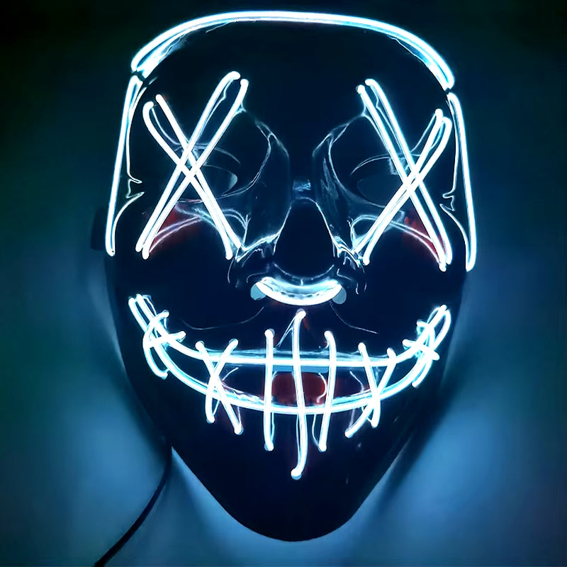 2024 Hot Sale Halloween Glowing Party Mask Black Words Halloween Led Masks