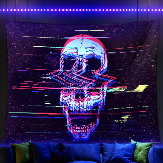Blacklight Psychedelic Skull Tapestry(50 * 60 In)