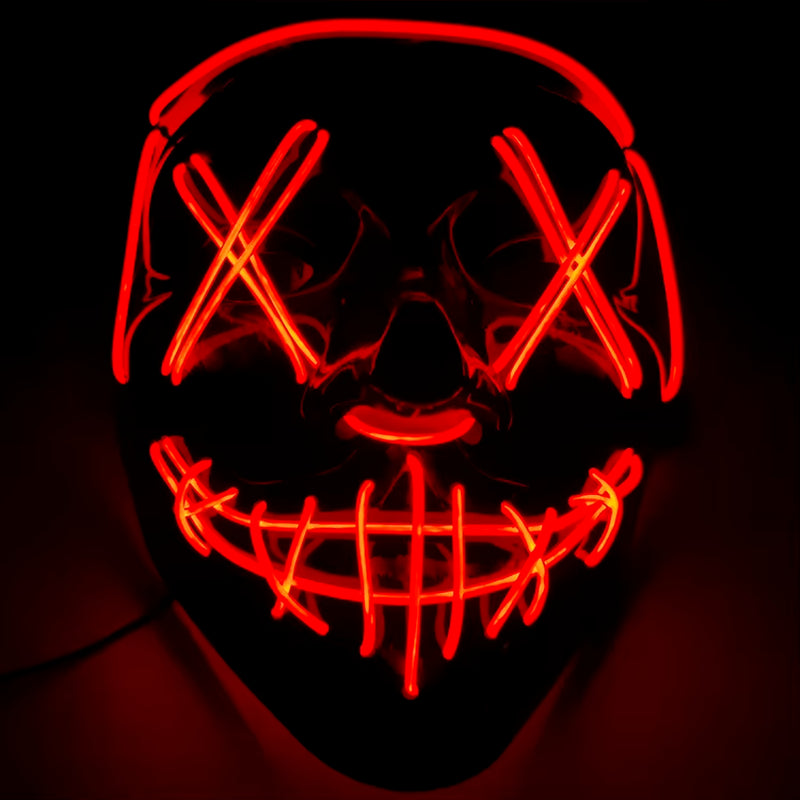 2024 Hot Sale Halloween Glowing Party Mask Black Words Halloween Led Masks