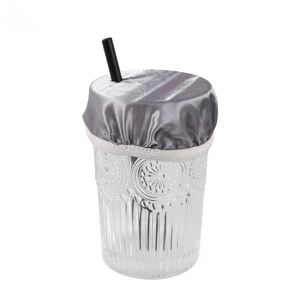 Universal Drink Cover Scrunchie Drink Protector for Women with Straw Hole Washable Elastic Cup Cover Lid Bottle Supply
