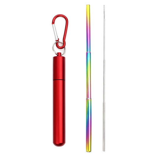 Reusable Telescopic Straw 304 Stainless Steel Metal Straw with Cleaning Brush Portable Drinking Straw Set for Travel with Case