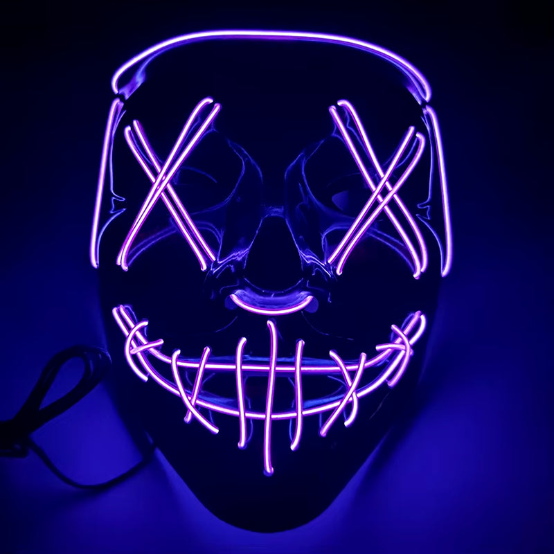 2024 Hot Sale Halloween Glowing Party Mask Black Words Halloween Led Masks