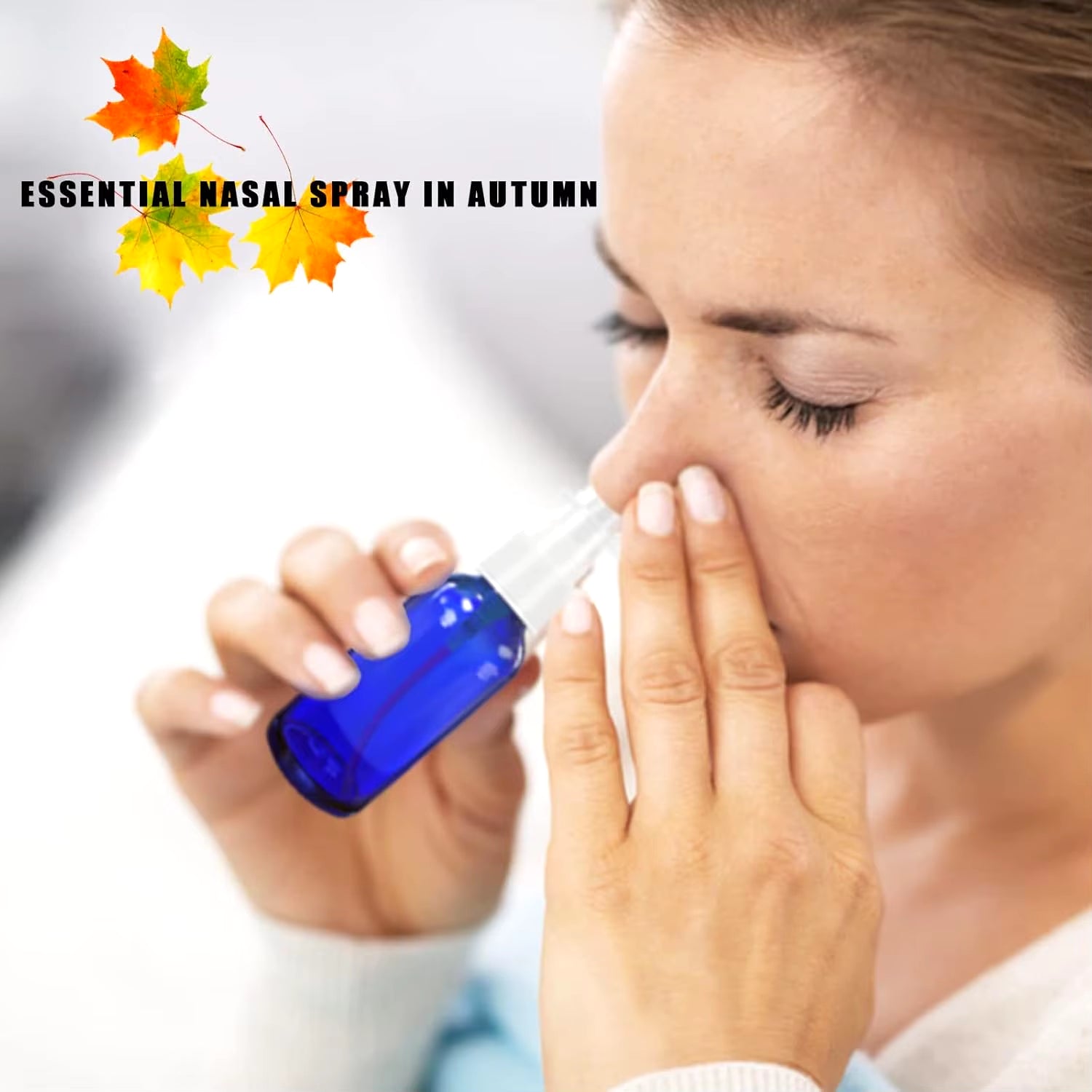 1Pcs 5Ml-100Ml Blue Nasal Spray Bottle Glass Nasal Sprayer Press Nozzle Empty Bottle Refillable Glass Atomizer