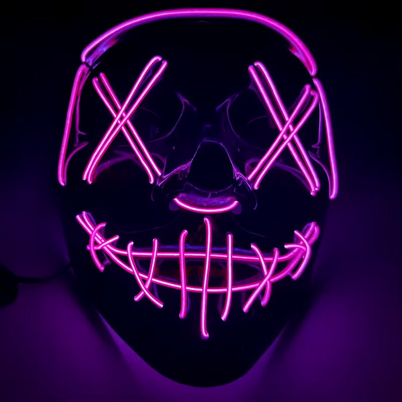 2024 Hot Sale Halloween Glowing Party Mask Black Words Halloween Led Masks
