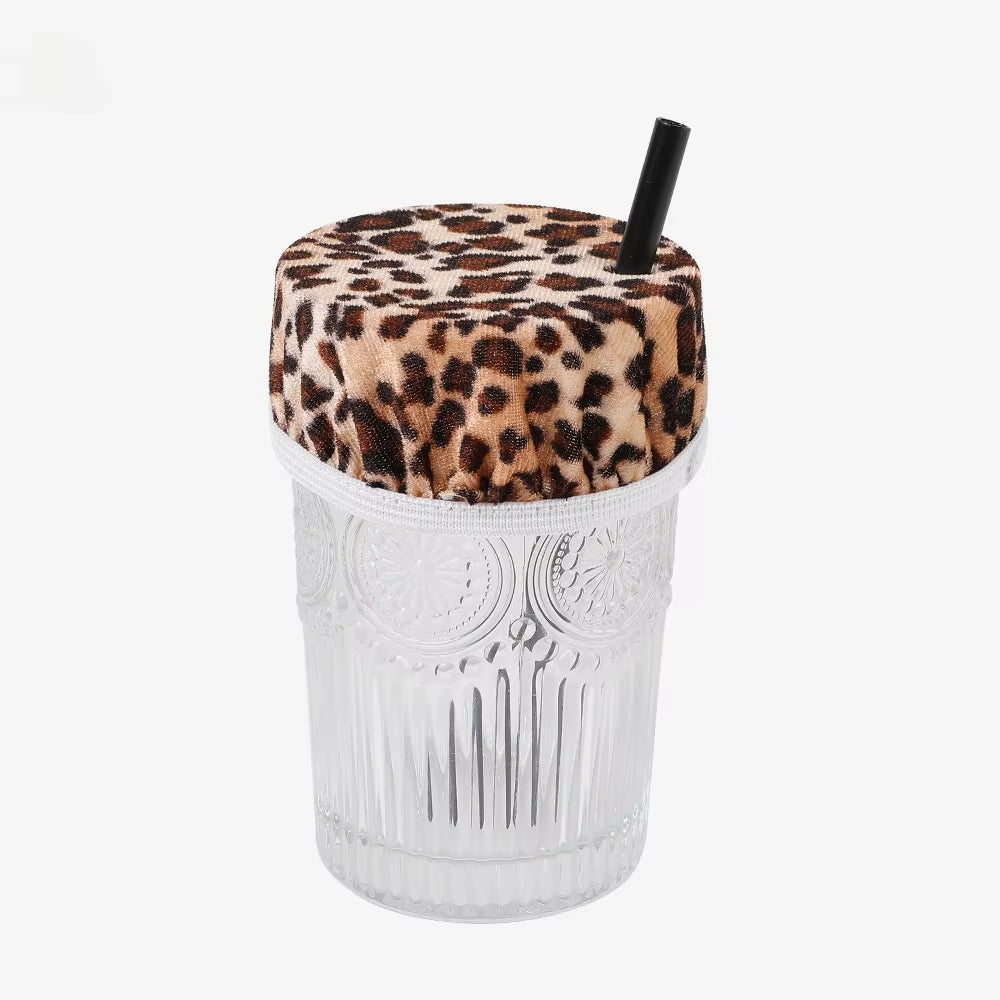 Universal Drink Cover Scrunchie Drink Protector for Women with Straw Hole Washable Elastic Cup Cover Lid Bottle Supply