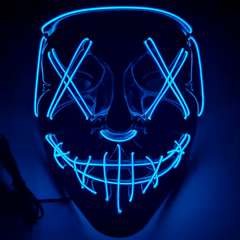 2024 Hot Sale Halloween Glowing Party Mask Black Words Halloween Led Masks