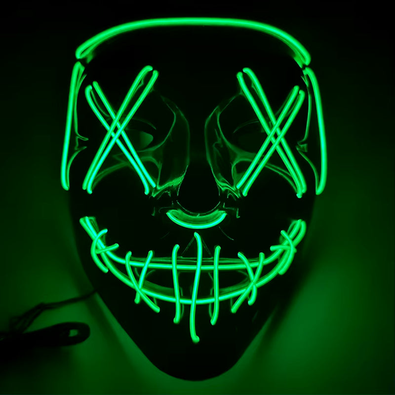 2024 Hot Sale Halloween Glowing Party Mask Black Words Halloween Led Masks