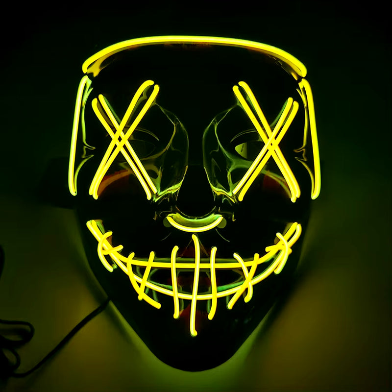 2024 Hot Sale Halloween Glowing Party Mask Black Words Halloween Led Masks