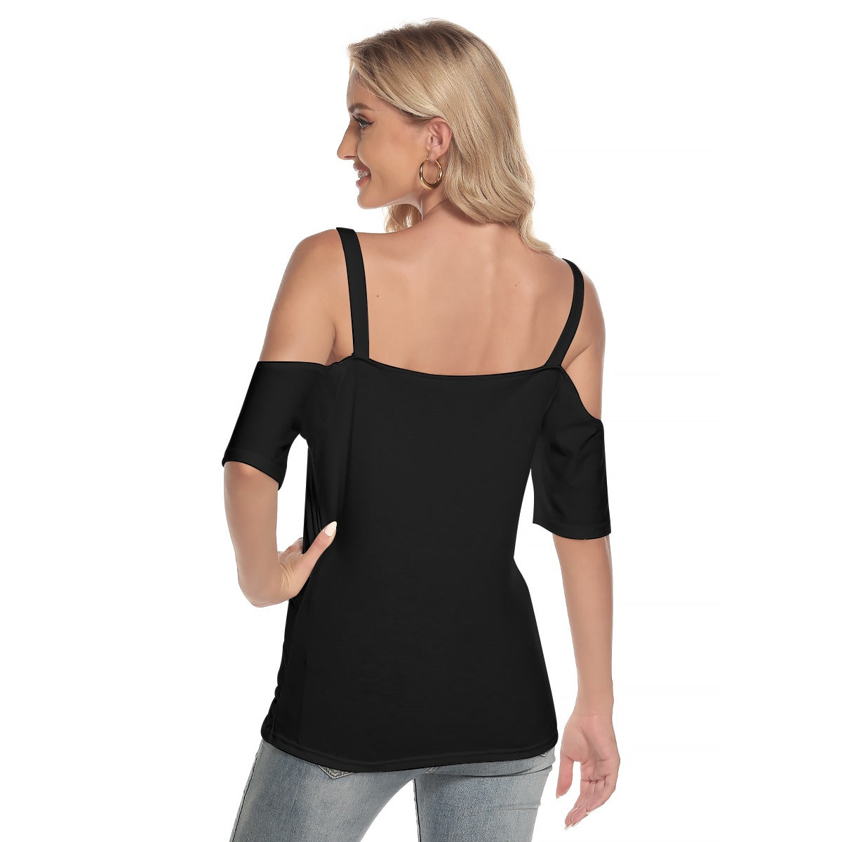 Bitchin Witch Cold Shoulder T-shirt with Cross Strips